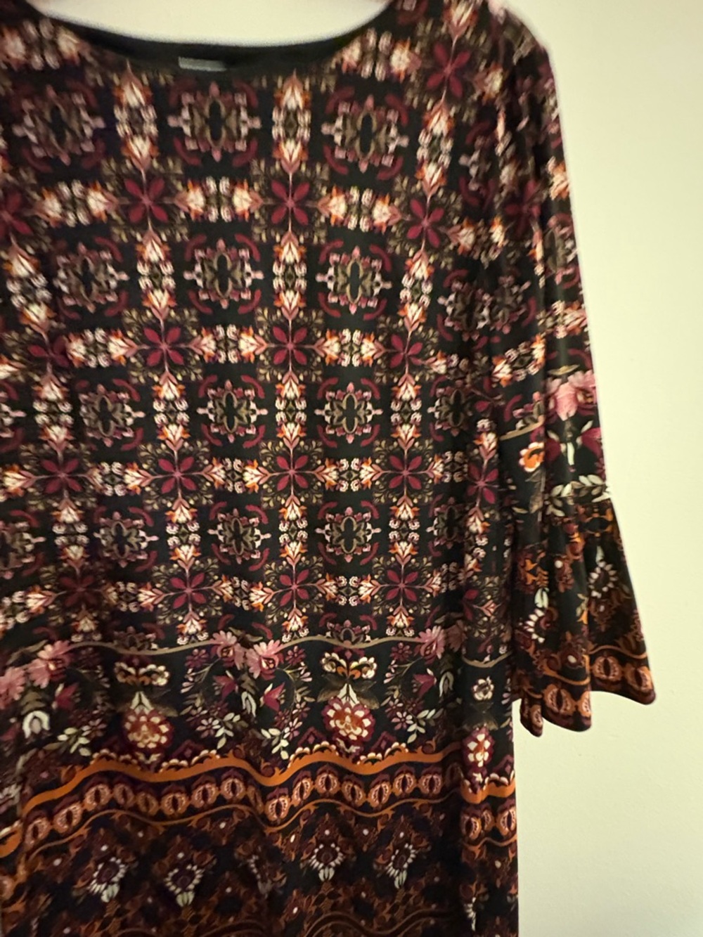 London Times Black Shift Dress with Pink and Orange Floral Print - Picture 3 of 4